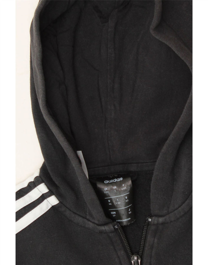 ADIDAS Boys Zip Hoodie Sweater 9-10 Years Black Cotton Vintage Adidas and Second-Hand Adidas from Messina Hembry 