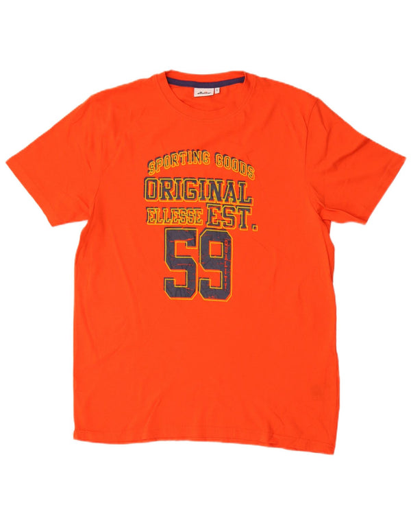 Camiseta masculina Ellesse com estampa gráfica grande de algodão laranja