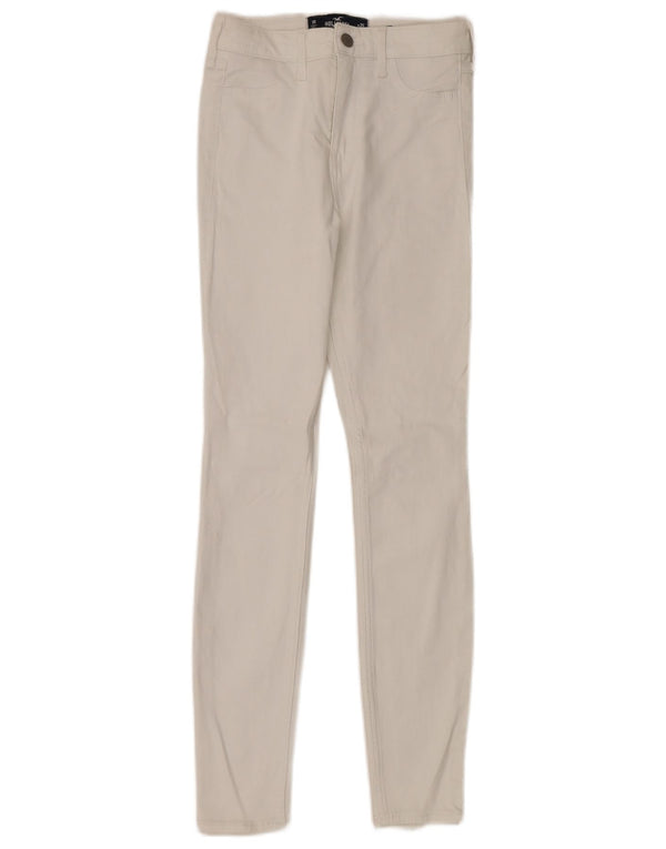 Jeans skinny femininos Hollister US 1 XS W25 L28 algodão branco