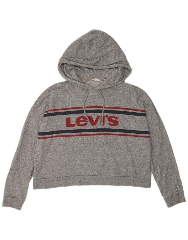 Suéter feminino Levi's com capuz oversized UK 10 pequeno algodão cinza