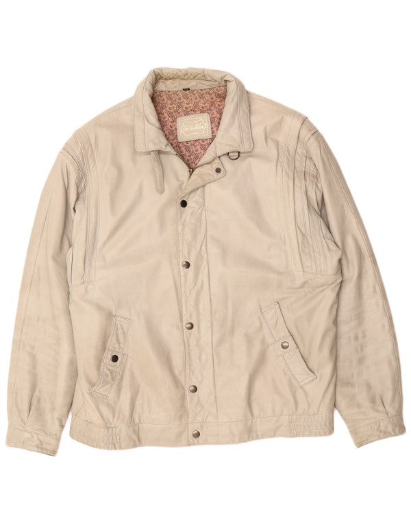 Jaqueta de couro masculina vintage EU 54 2XL Couro cinza