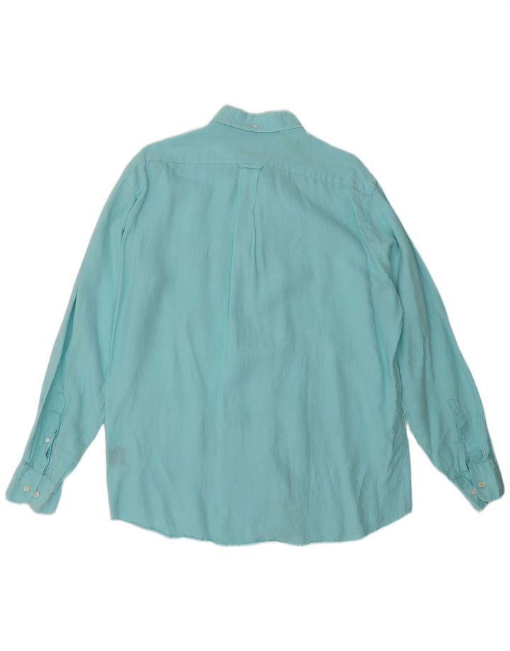 Camisa masculina Faconnable linho azul médio