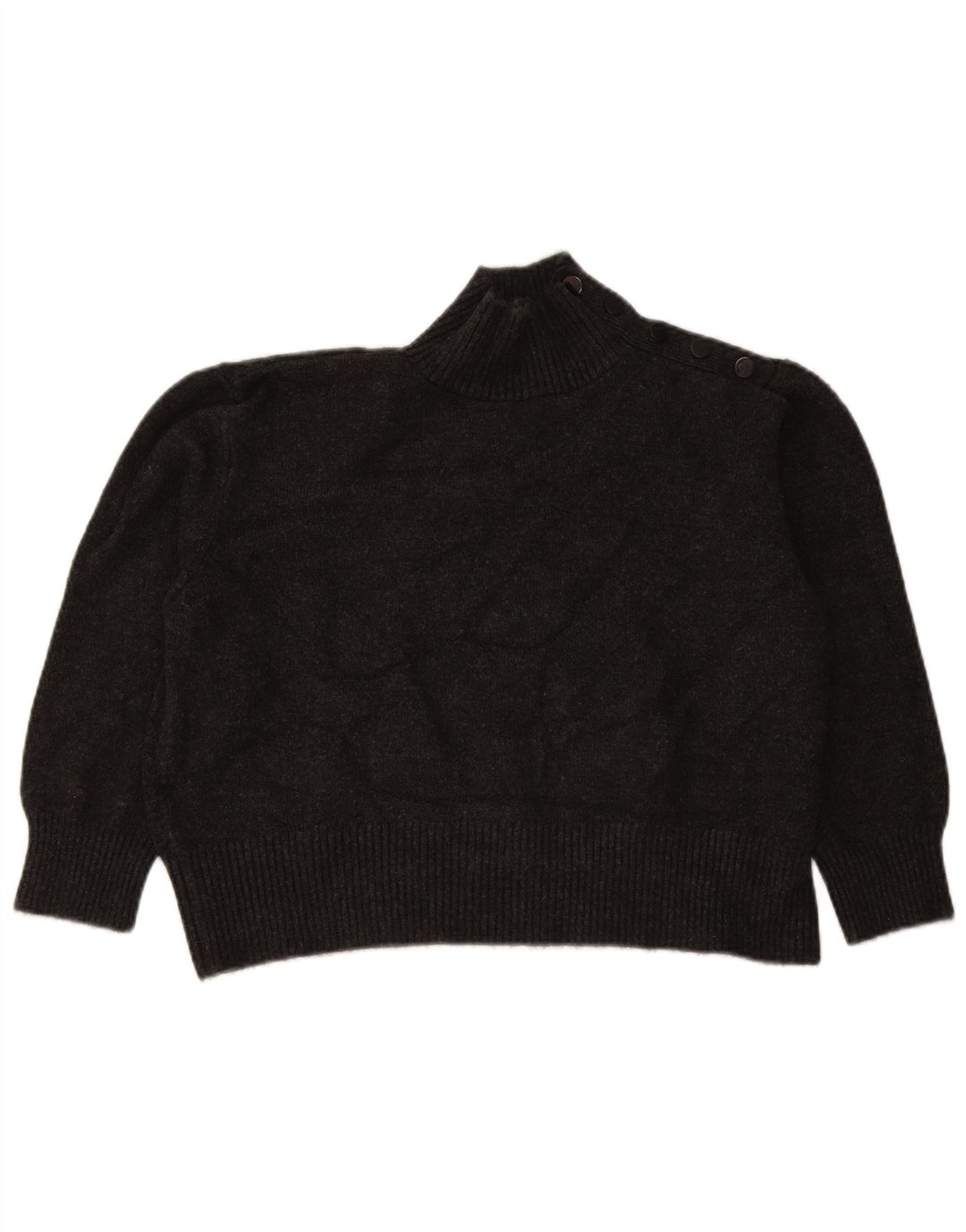 Zara Suéter feminino oversized com botão e gola redonda Reino Unido 10 pequeno cinza