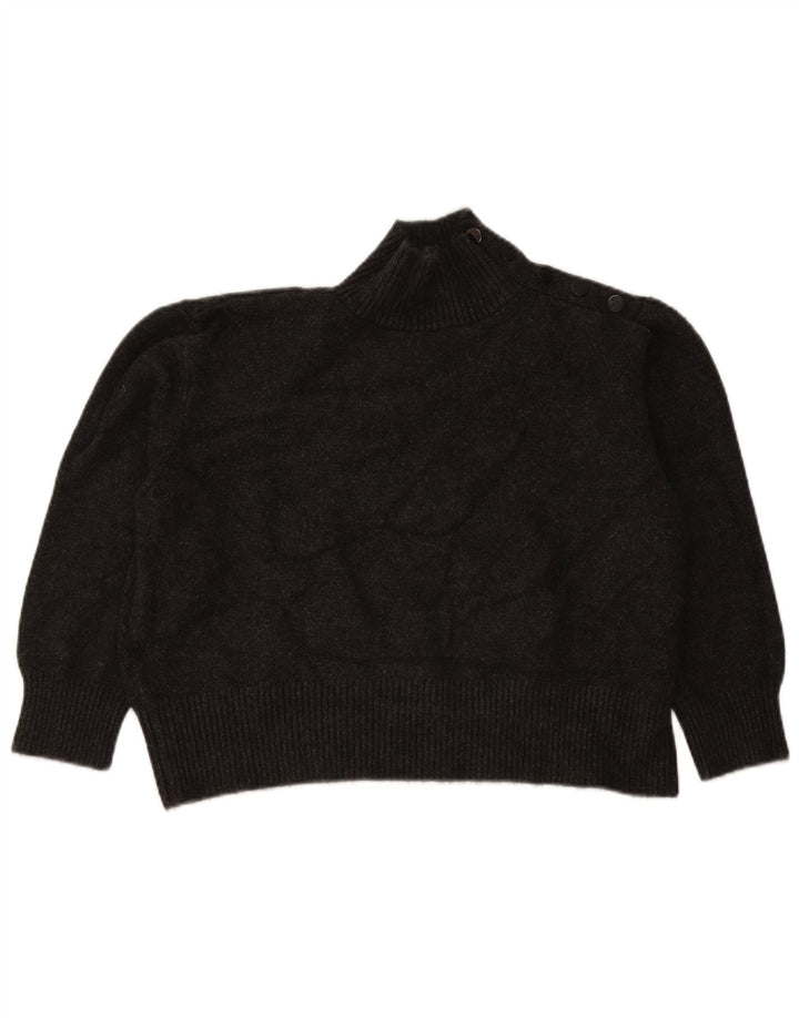 Zara Suéter feminino oversized com botão e gola redonda Reino Unido 10 pequeno cinza