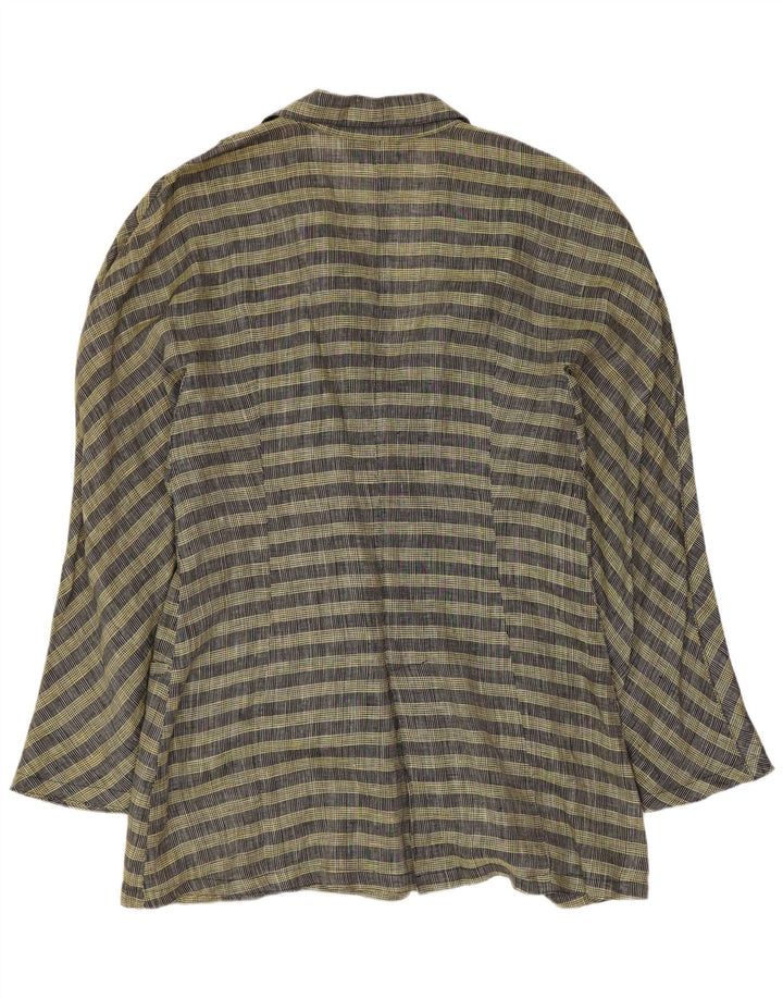 Comma, Jaqueta blazer feminina com peito duplo Reino Unido 14 grande lã xadrez amarela