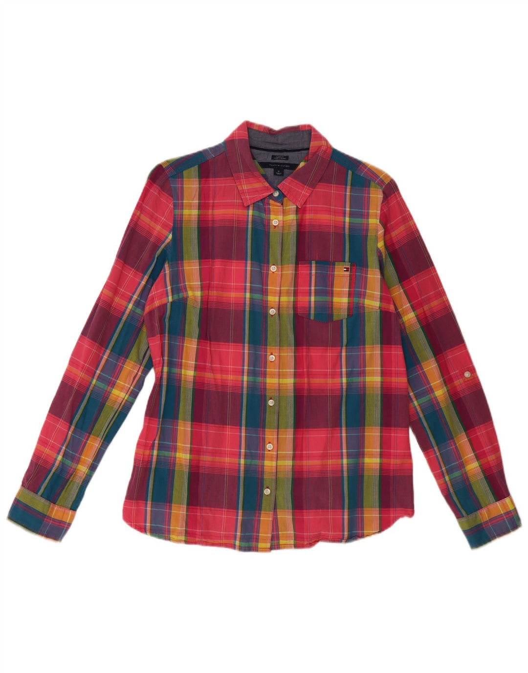 Camisa feminina Tommy Hilfiger Classic Fit UK 12 média xadrez multicolorida