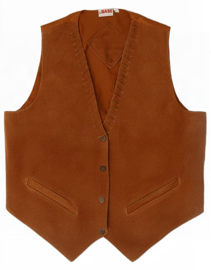 Colete masculino vintage de camurça pequeno couro bege