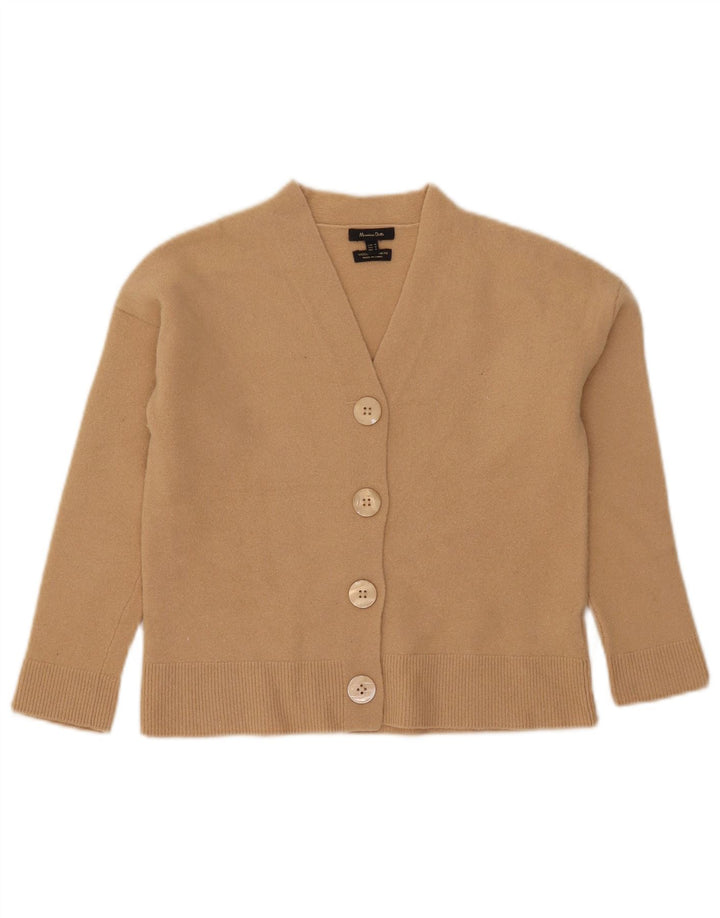 Suéter cardigan feminino Massimo Dutti UK 12 lã bege médio