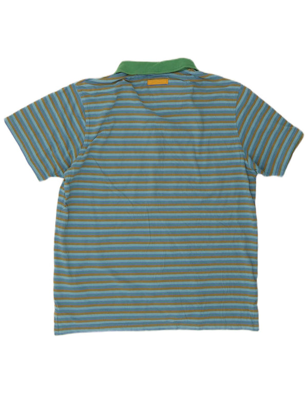 Camisa polo masculina Nike UK 42/44 grande algodão listrado azul