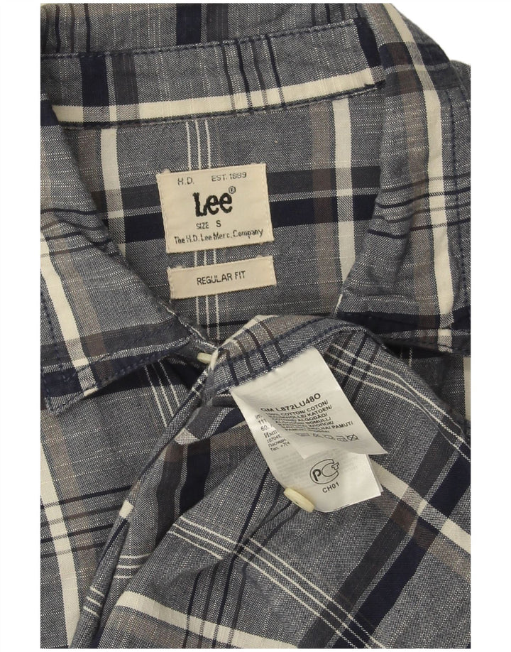 Camisa masculina Lee Regular Fit pequena algodão xadrez azul marinho