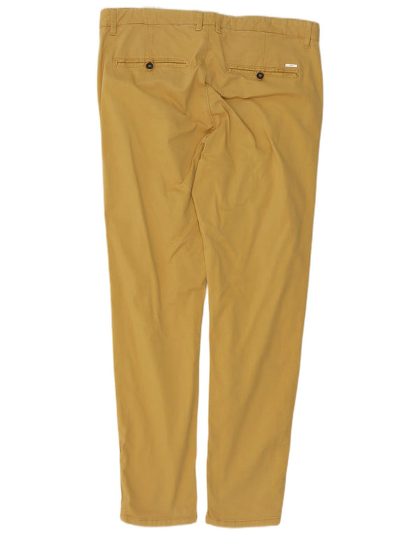 Zara Mens Slim Chino Calças EU 46 XL W36 L32 Algodão Amarelo