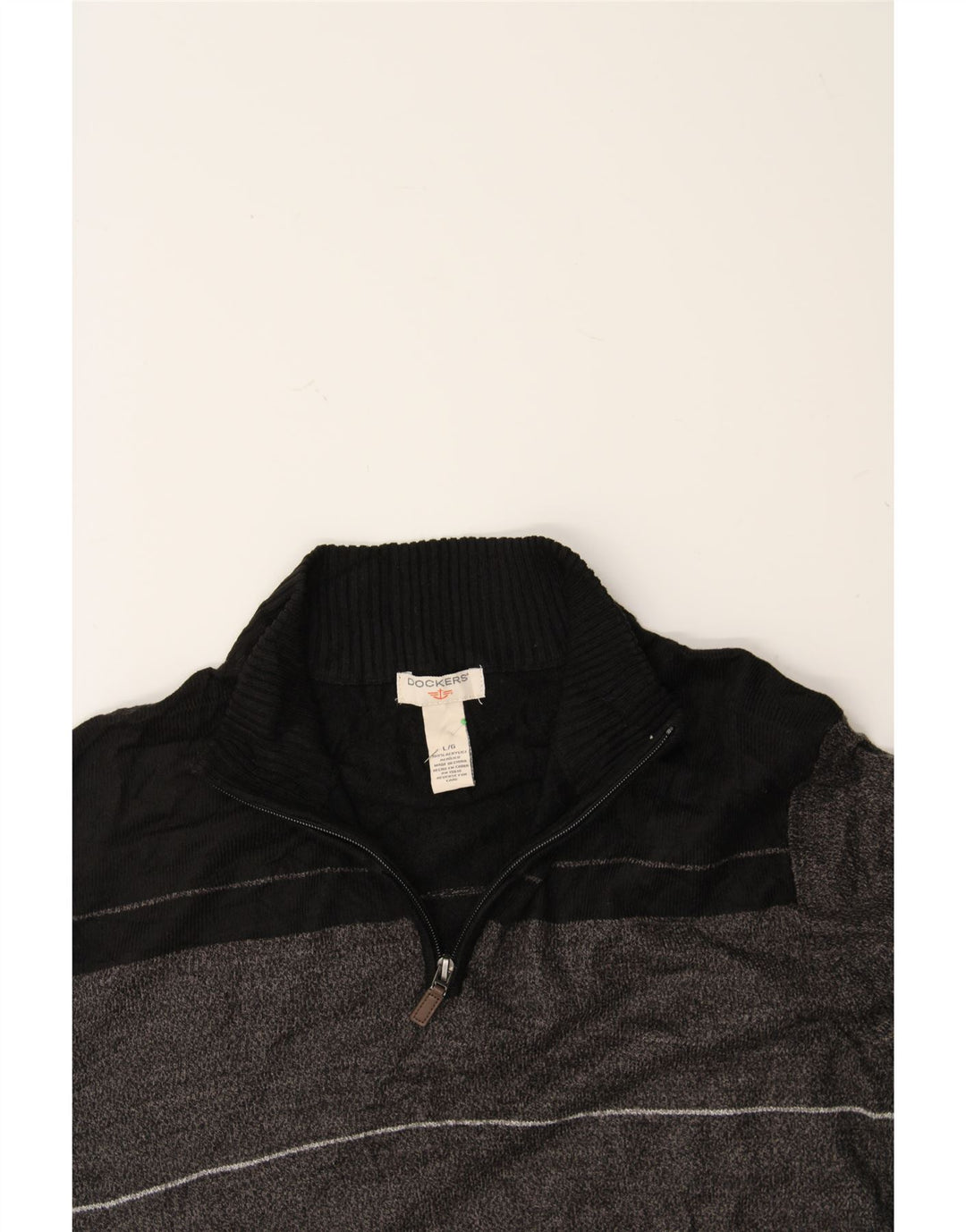 DOCKERS Mens Zip Neck Jumper Sweater Large Grey Colourblock Acrylic Vintage Dockers and Second-Hand Dockers from Messina Hembry 