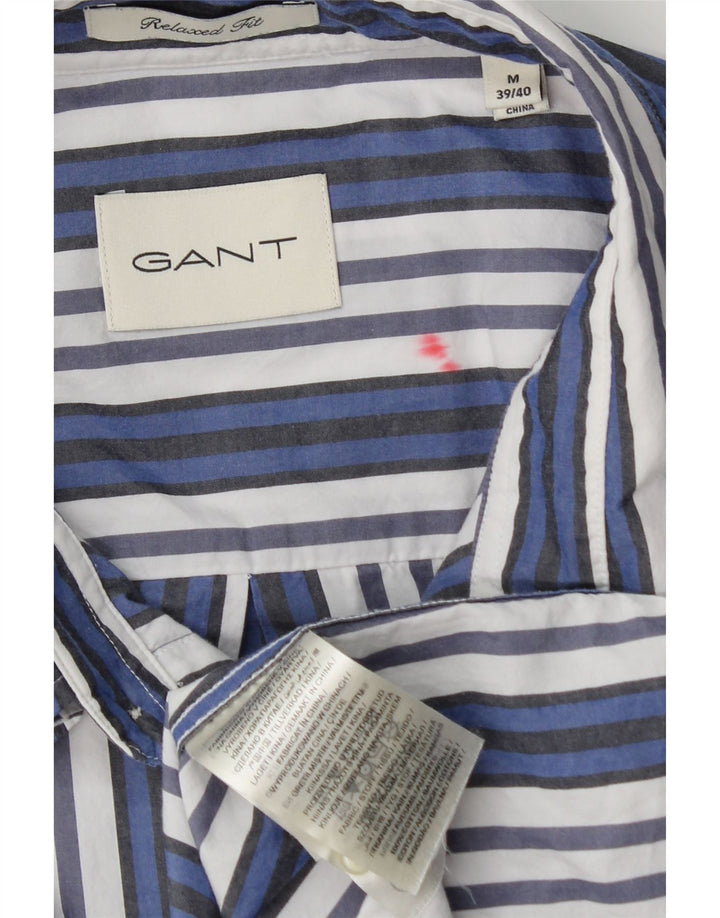 Camisa masculina Gant com ajuste relaxado tamanho 39/40 algodão listrado azul médio