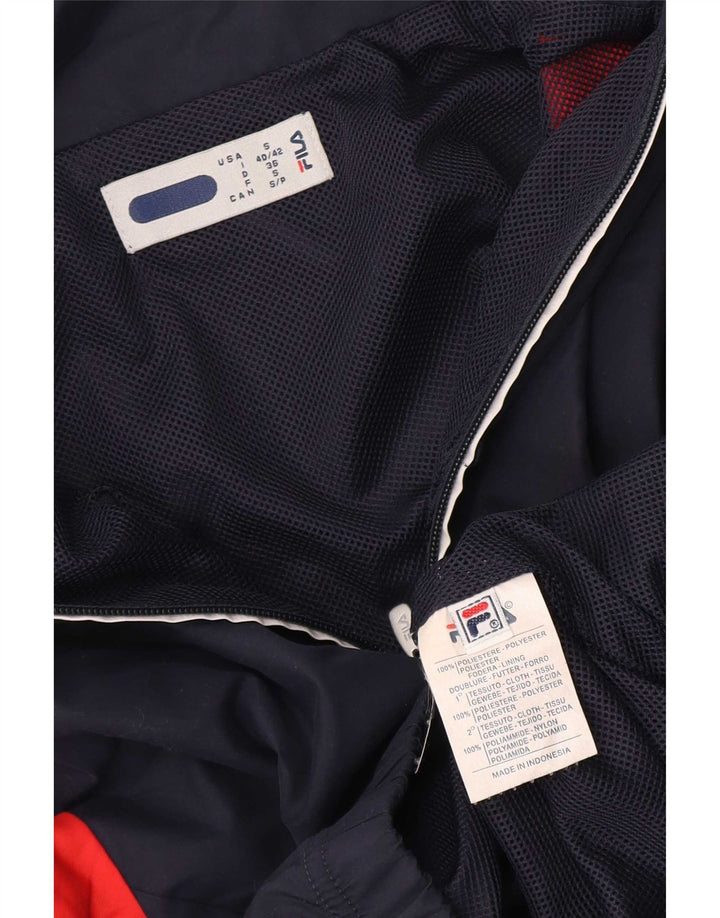 Fila Womens Tracksuit Top Jacket UK 10 Pequeno Azul Marinho Colourblock