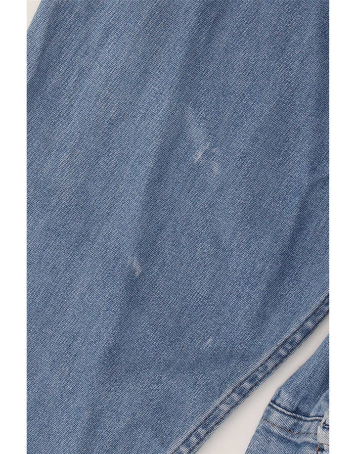 Camisa jeans masculina vintage grande algodão azul