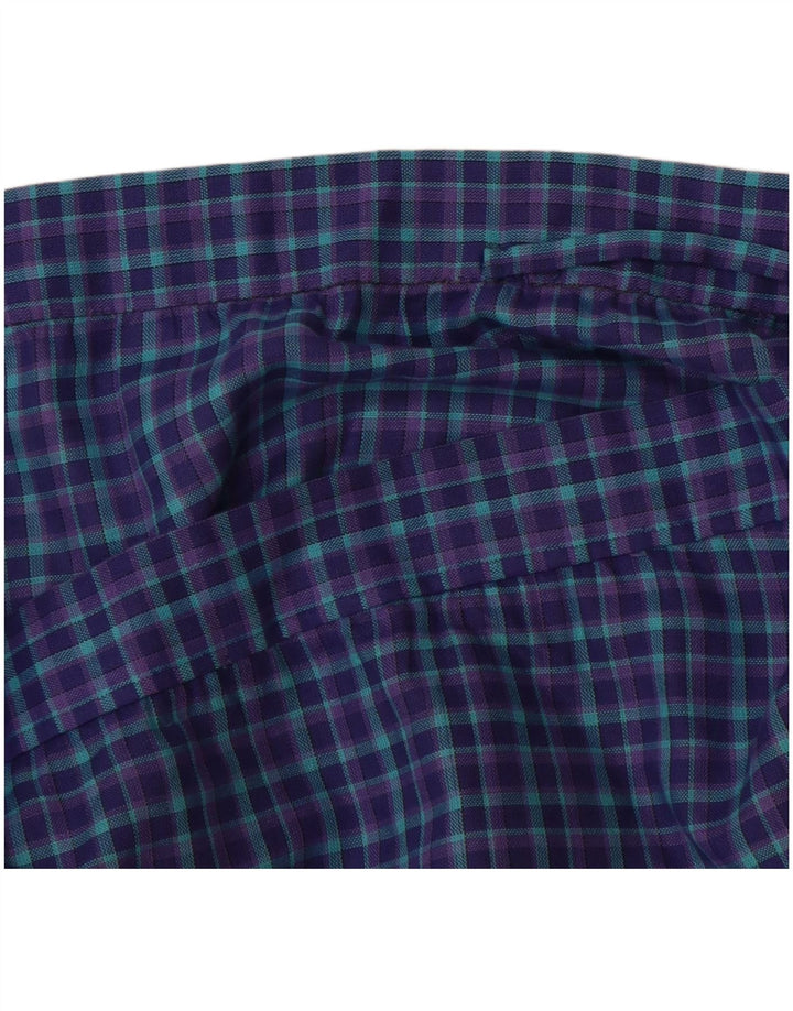 Saia feminina VINTAGE cintura alta evasê W26 pequena xadrez azul