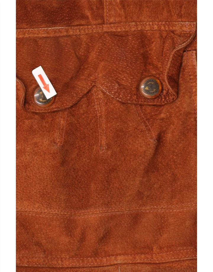 Jaqueta Parka feminina vintage de camurça com capuz grande IT 46 marrom grande