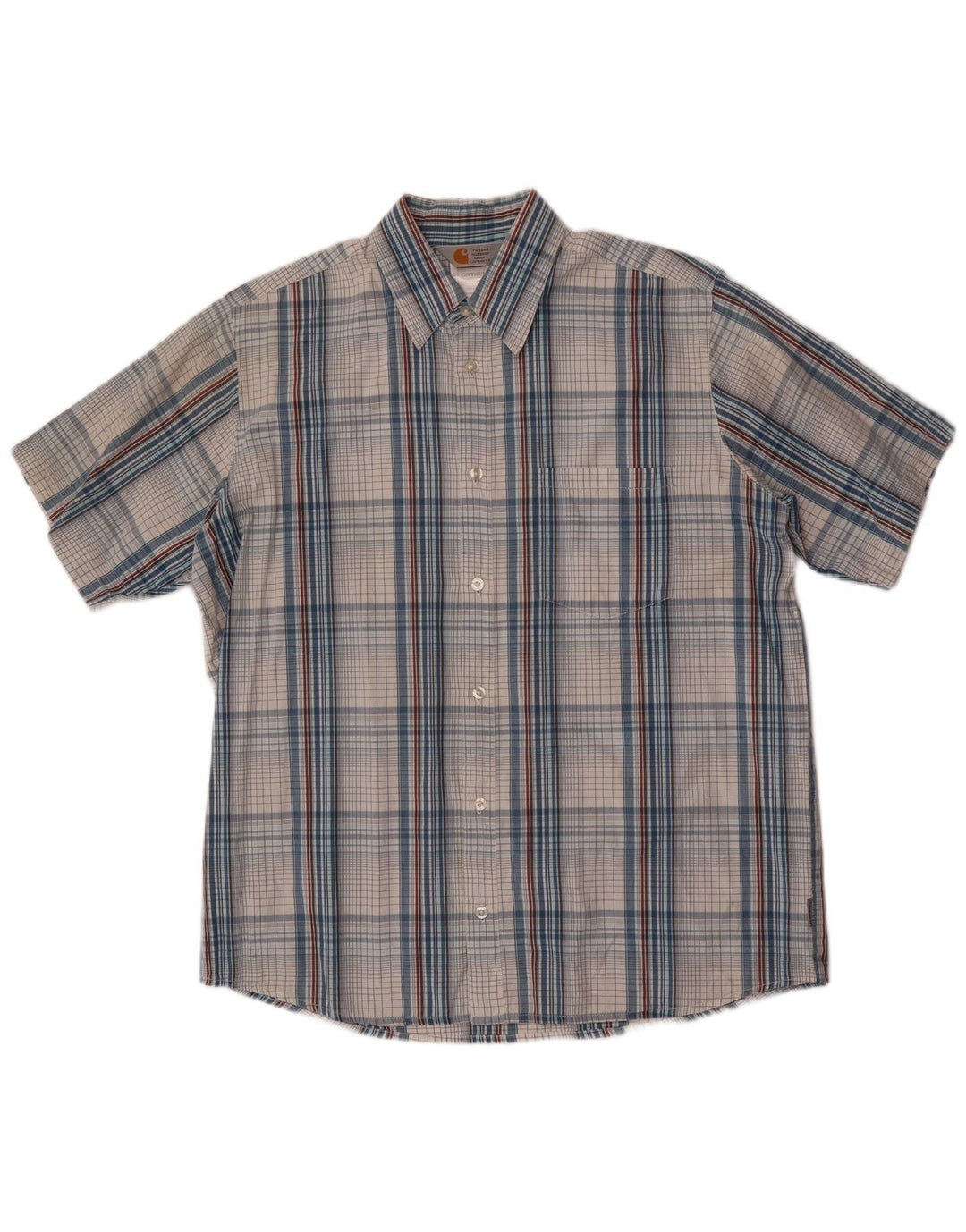 Camisa masculina de manga curta Carhartt grande algodão xadrez azul