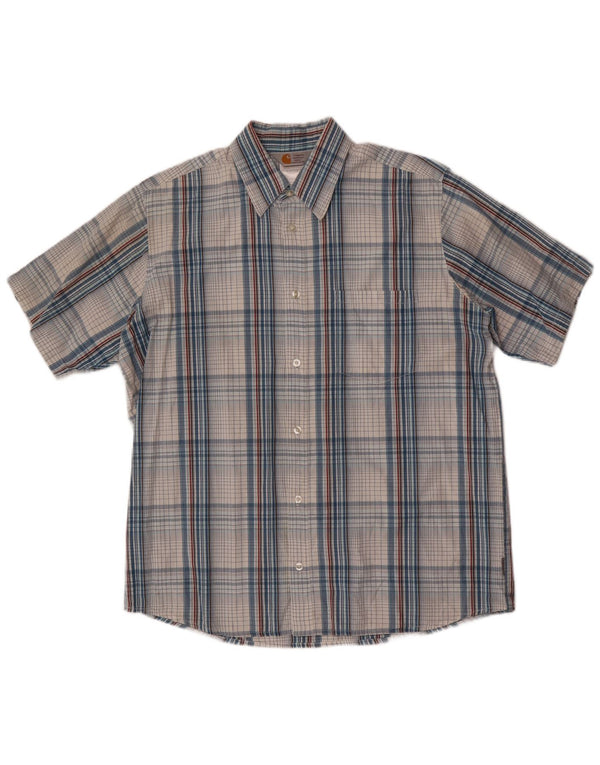 Camisa masculina de manga curta Carhartt grande algodão xadrez azul