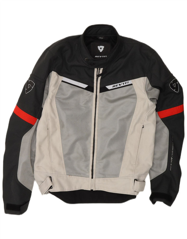 REVIT Mens Graphic Racer Jacket UK 36 Small White Colourblock Polyester Vintage Revit and Second-Hand Revit from Messina Hembry 