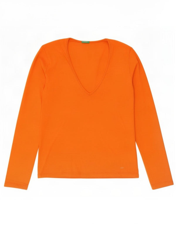 Top feminino Benetton manga comprida UK 10 pequeno laranja