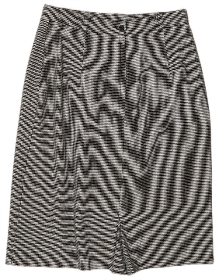 ST. BERNARD saia midi reta feminina Reino Unido 16 grande W30 preto houndstooth