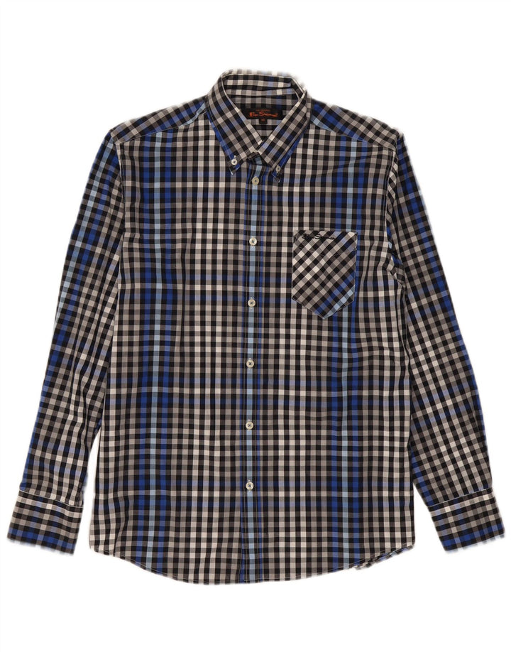 Camisa masculina BEN SHERMAN média azul marinho algodão guingão