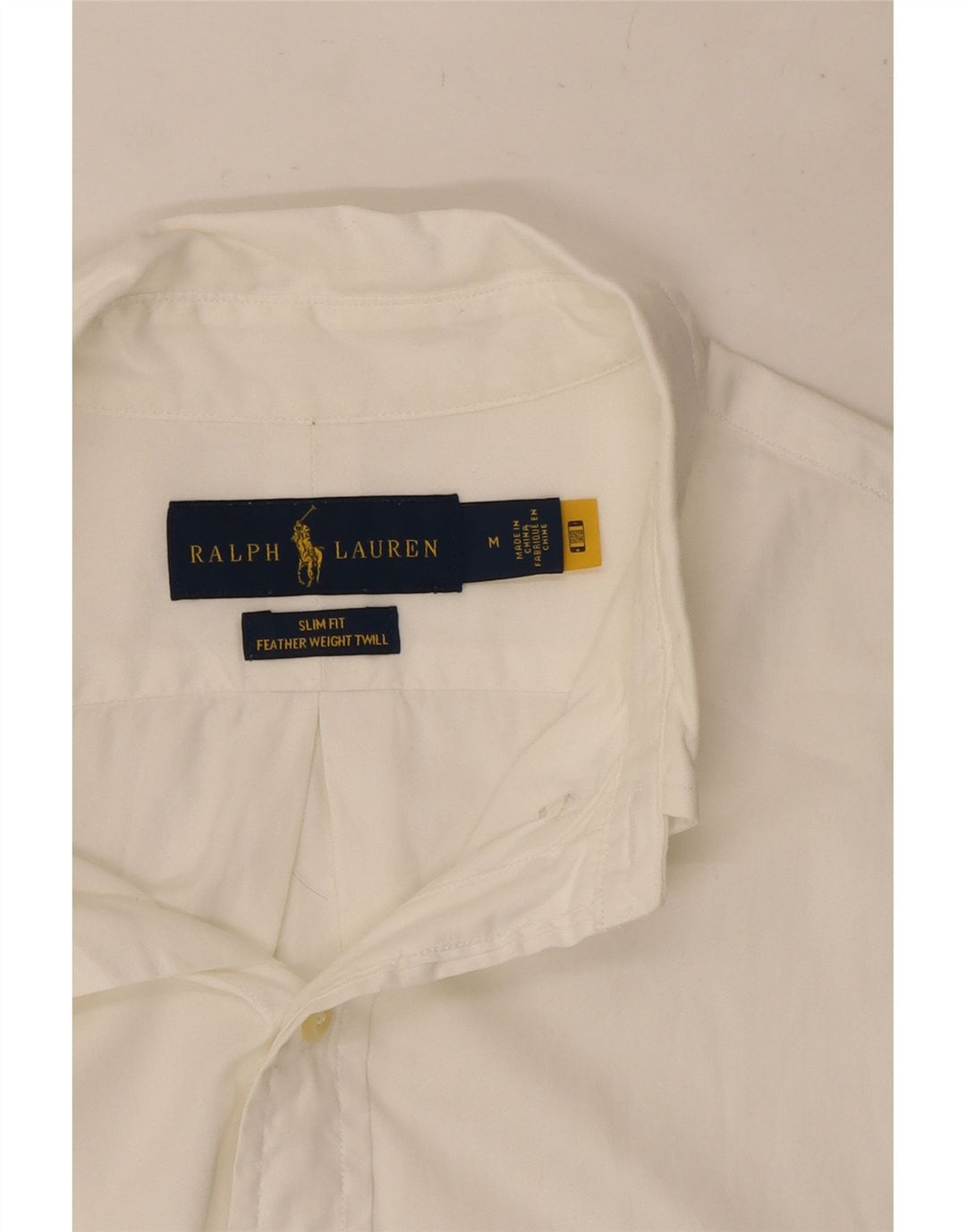 Camisa masculina Slim Fit Ralph Lauren de algodão branco médio