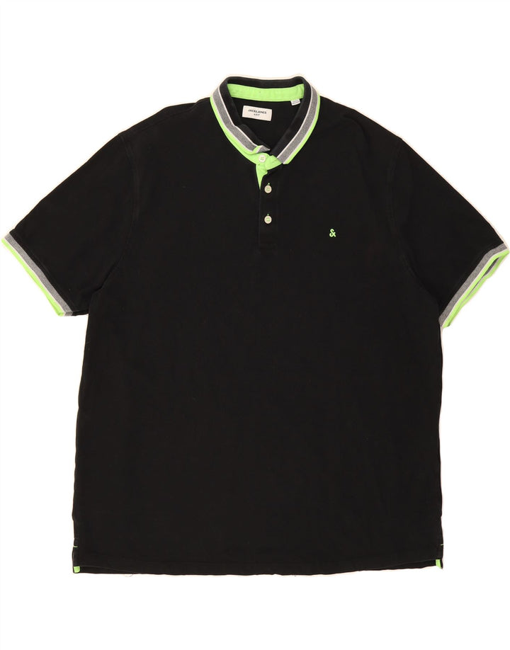 JACK & JONES Mens Polo Shirt 2XL Black Cotton Vintage Jack & Jones and Second-Hand Jack & Jones from Messina Hembry 