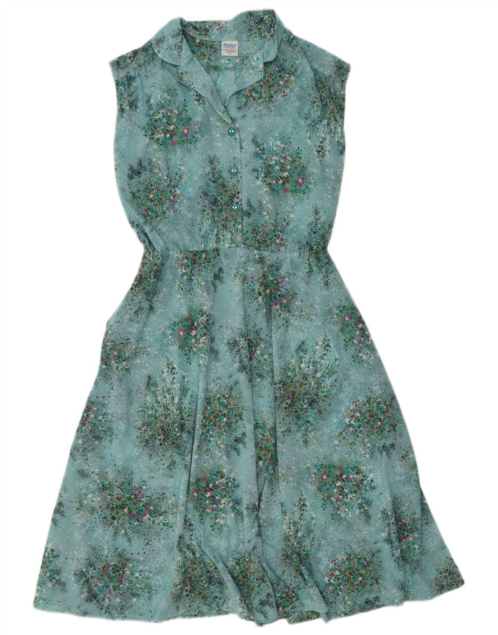 Vestido feminino DIOLEN sem mangas em linha A IT 44 poliéster floral azul médio