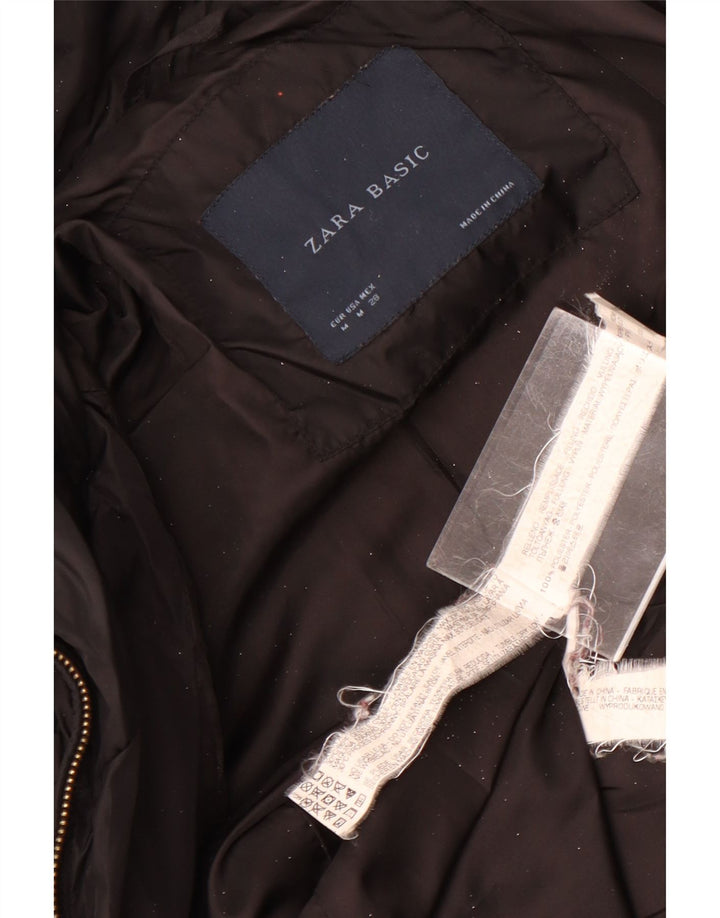 Jaqueta acolchoada feminina Zara UK 14 poliéster preto médio