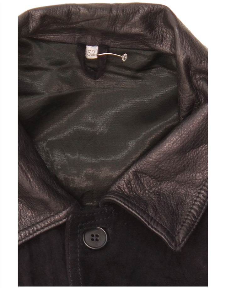 Jaqueta bomber masculina vintage de camurça IT 52 XL couro preto