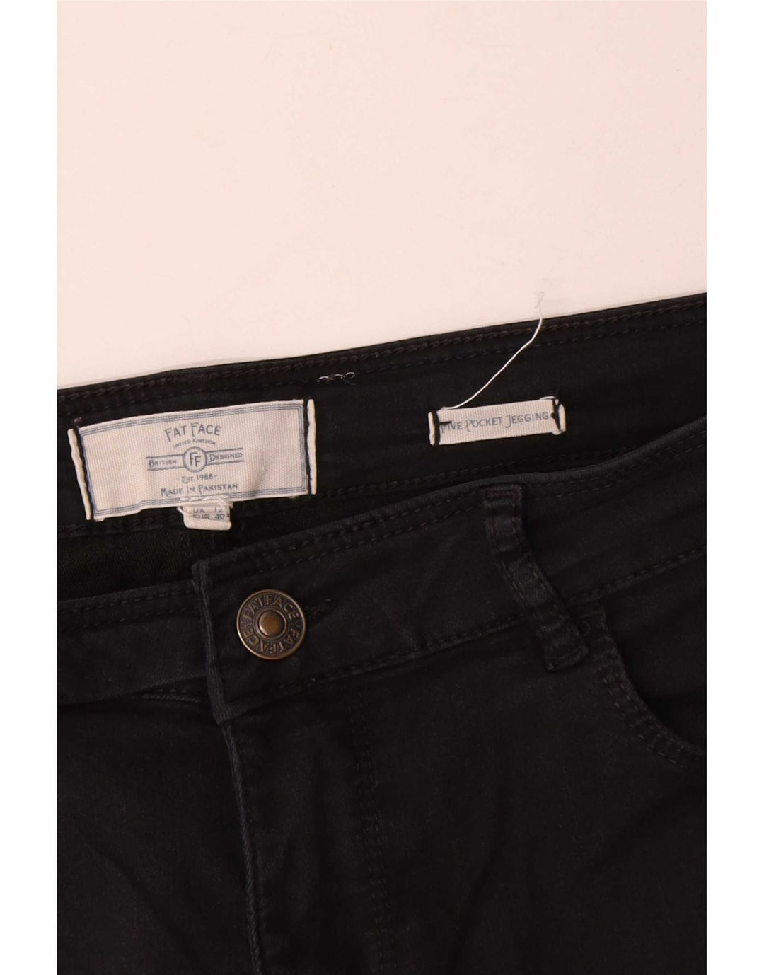 Calça jeans feminina Fat Face UK 12 médio W32 L29 algodão preto