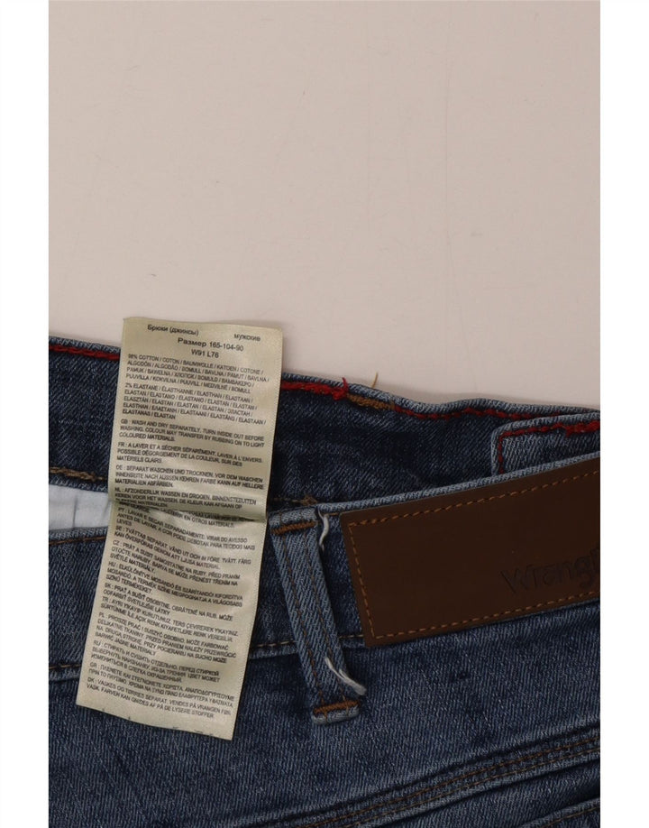 Wrangler Mens Straight Jeans W35 L30 Azul Algodão