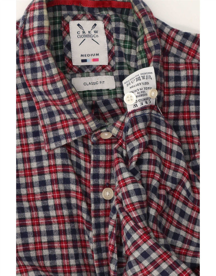 Camisa masculina de flanela de ajuste clássico da Crew Clothing algodão xadrez cinza médio