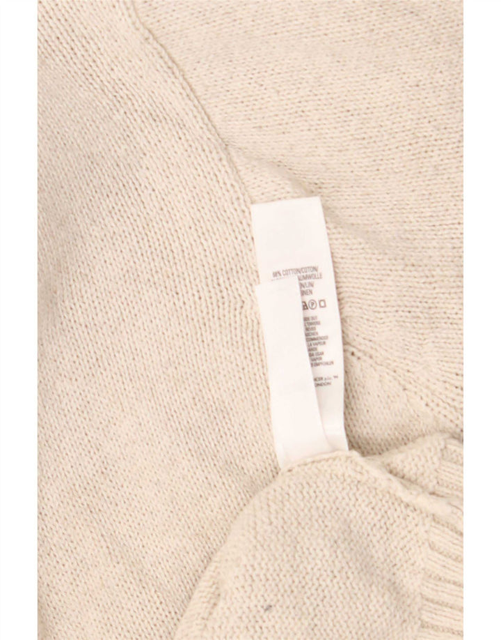 Suéter masculino Marks & Spencer com decote em V grande algodão branco