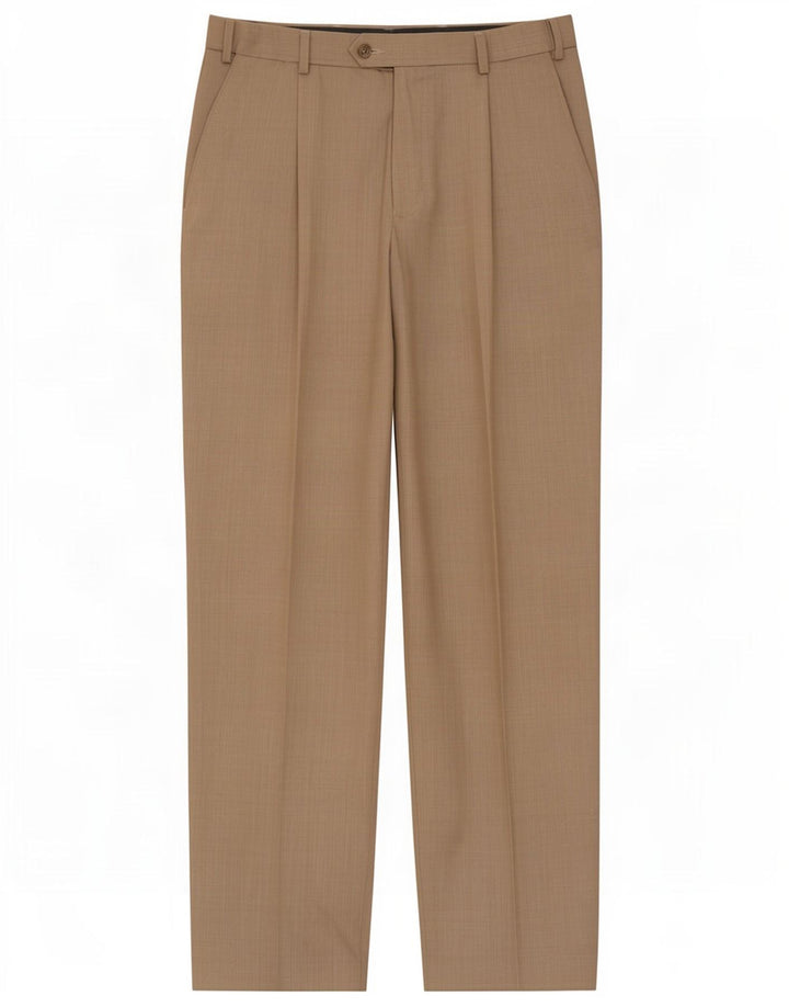 Calça masculina de ajuste regular Marks & Spencer W32 L31 poliéster bege