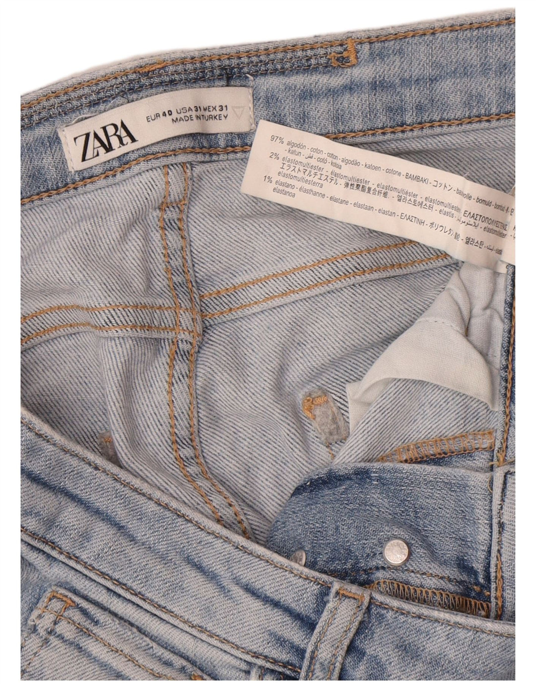 Zara Mens Distressed Slim Jeans EU 40 Médio W31 L30 Azul Algodão