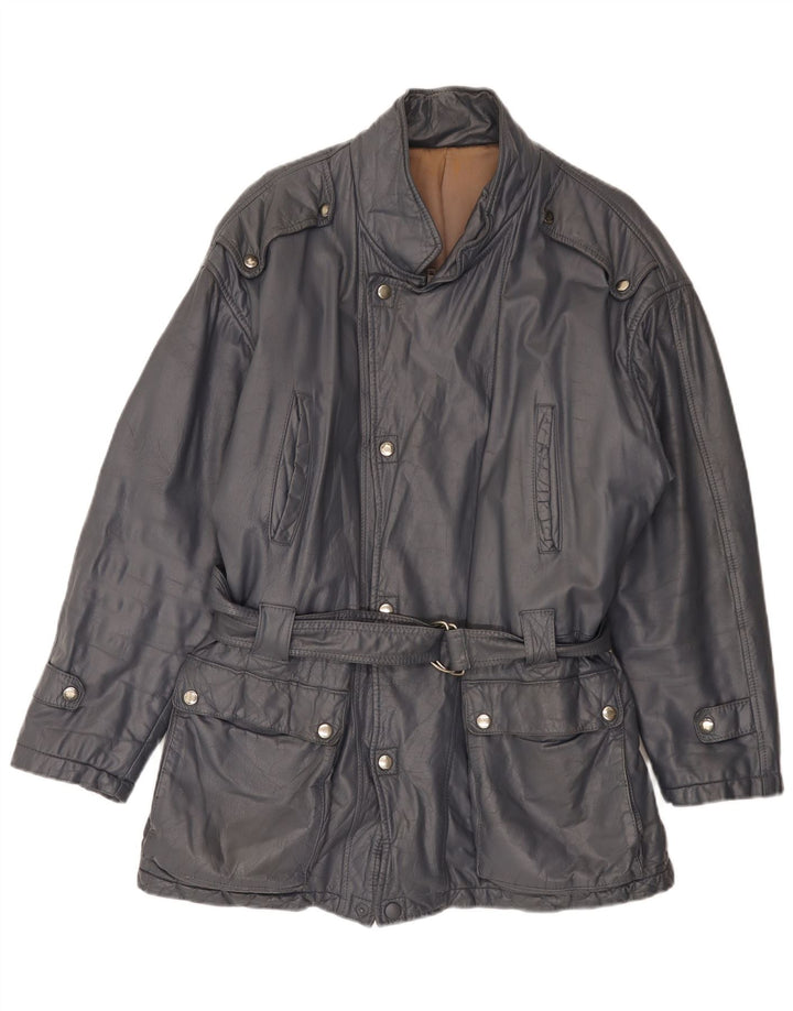 Jaqueta de couro masculina vintage UK 40 grande cinza