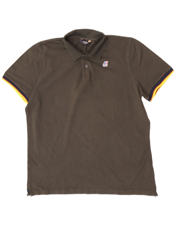 Camisa polo masculina K-Way XL cáqui colorblock