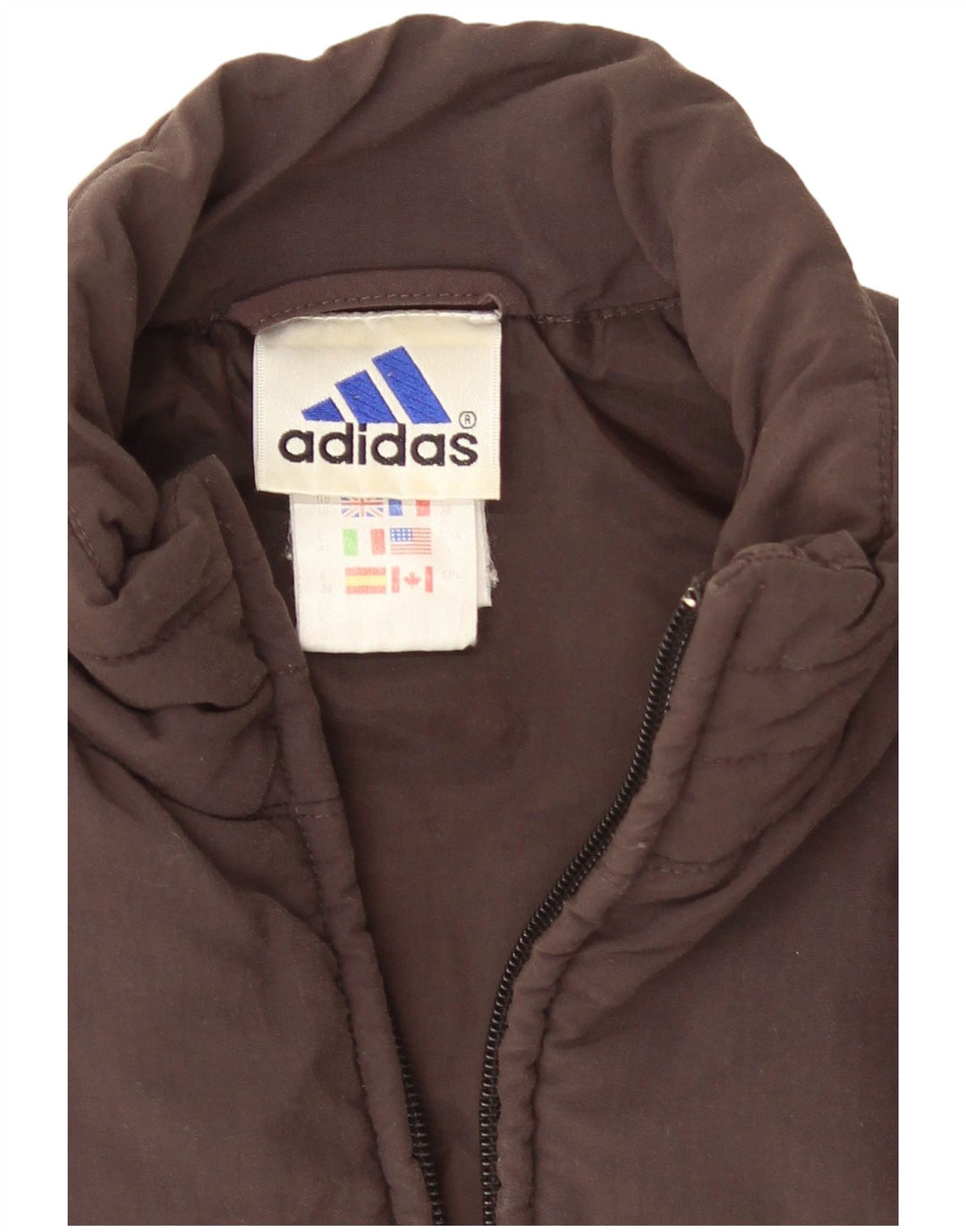 Colete acolchoado feminino Adidas UK 10 pequeno marrom poliamida