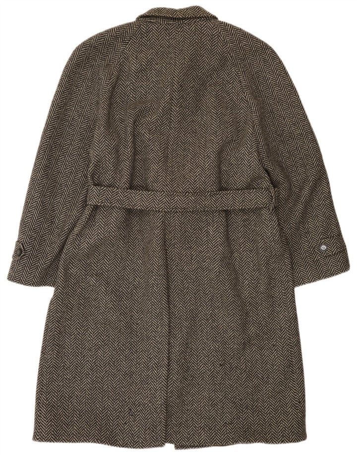 Sobretudo masculino Crombie Aberdeen UK 42 XL cinza espinha de peixe nova lã