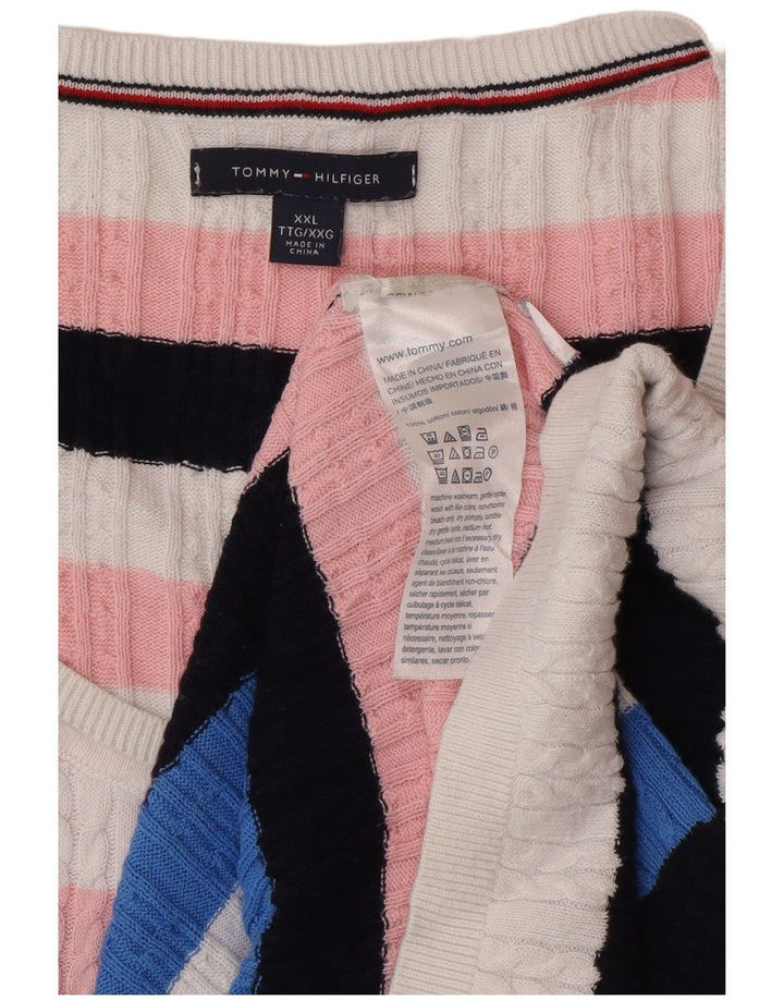 Tommy Hilfiger Suéter masculino com gola canoa 2XL clássico multicolorido