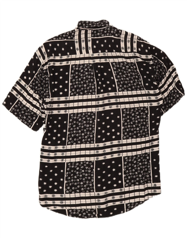 Camisa masculina Nanuk de manga curta, viscose floral preta média