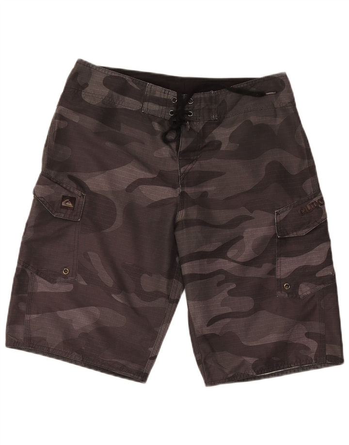 Shorts de natação masculino Quiksilver poliéster camuflado cinza médio