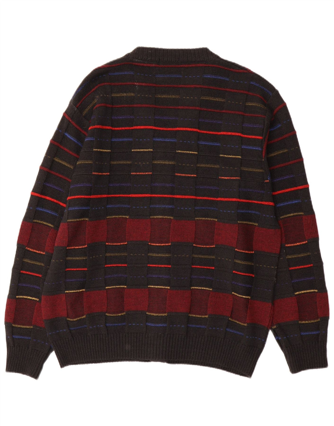 Suéter cardigã masculino vintage IT 48 lã xadrez preta média