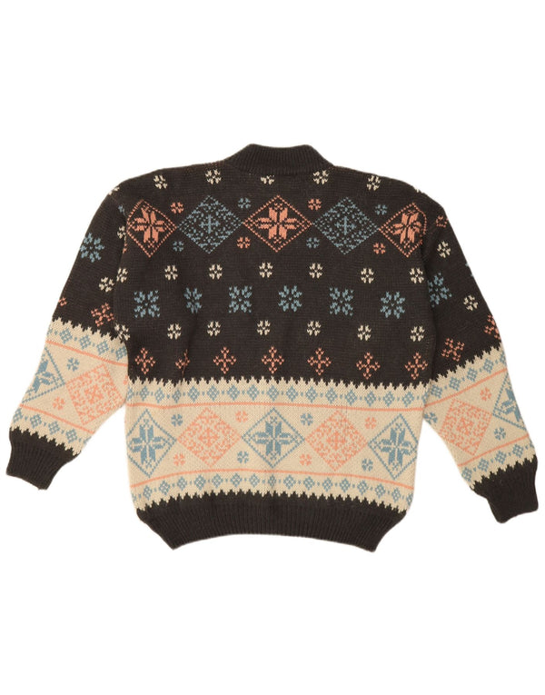 Trussardi Jeans Suéter masculino com gola tartaruga XL preto Fair Isle