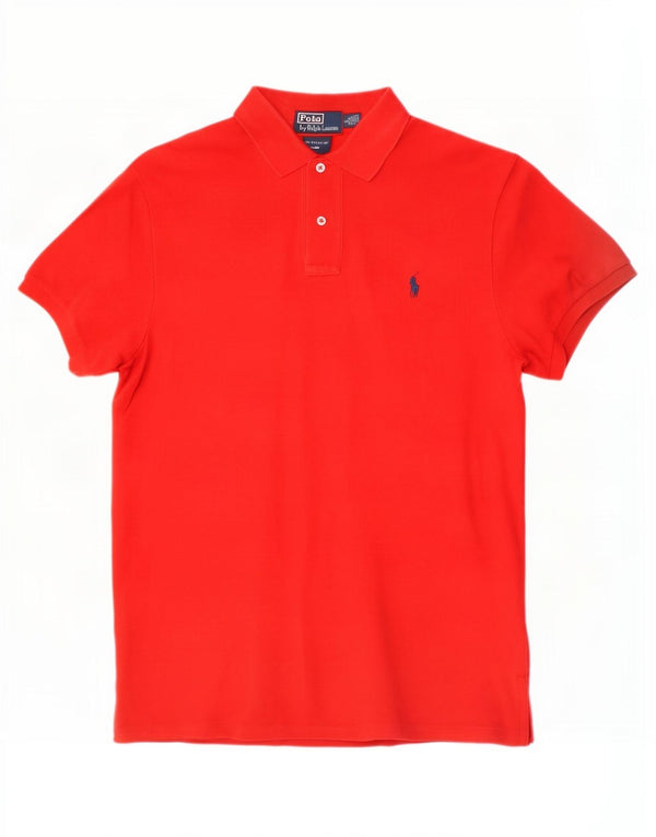 Polo Ralph Lauren Mens Custom Fit Camisa Polo Grande Algodão Vermelho