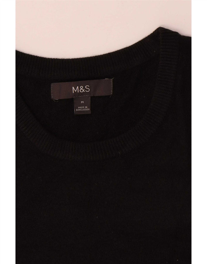 Suéter masculino Marks & Spencer com gola redonda, acrílico preto médio
