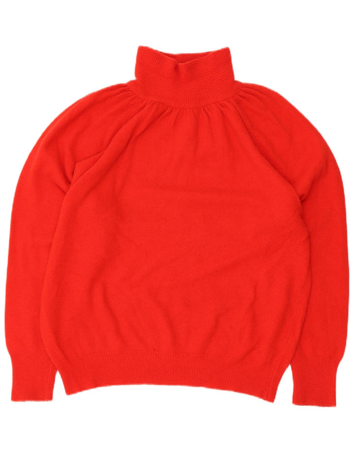 Suéter feminino vintage com gola alta e gola redonda IT 40 lã vermelha pequena